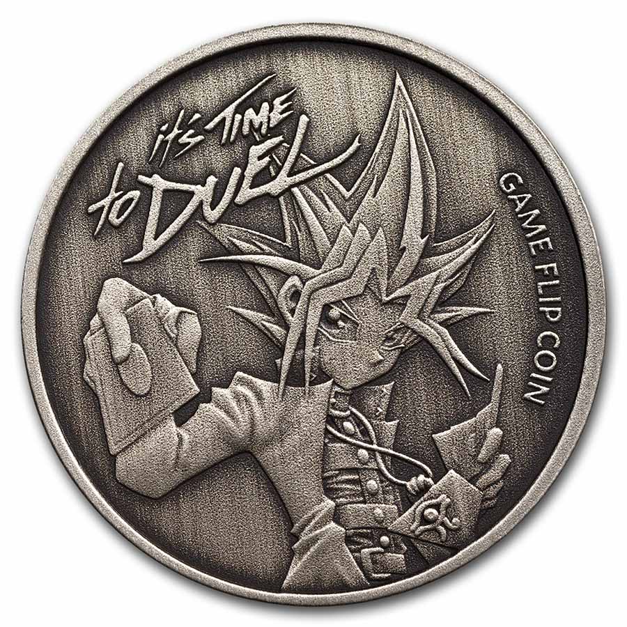 2023 Niue 1 oz Antique Ag Yu-Gi-Oh! Game Flip Coin (w/Tin & CoA